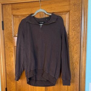 John Henry Men's Dark Brown Quarter Zip Sweater